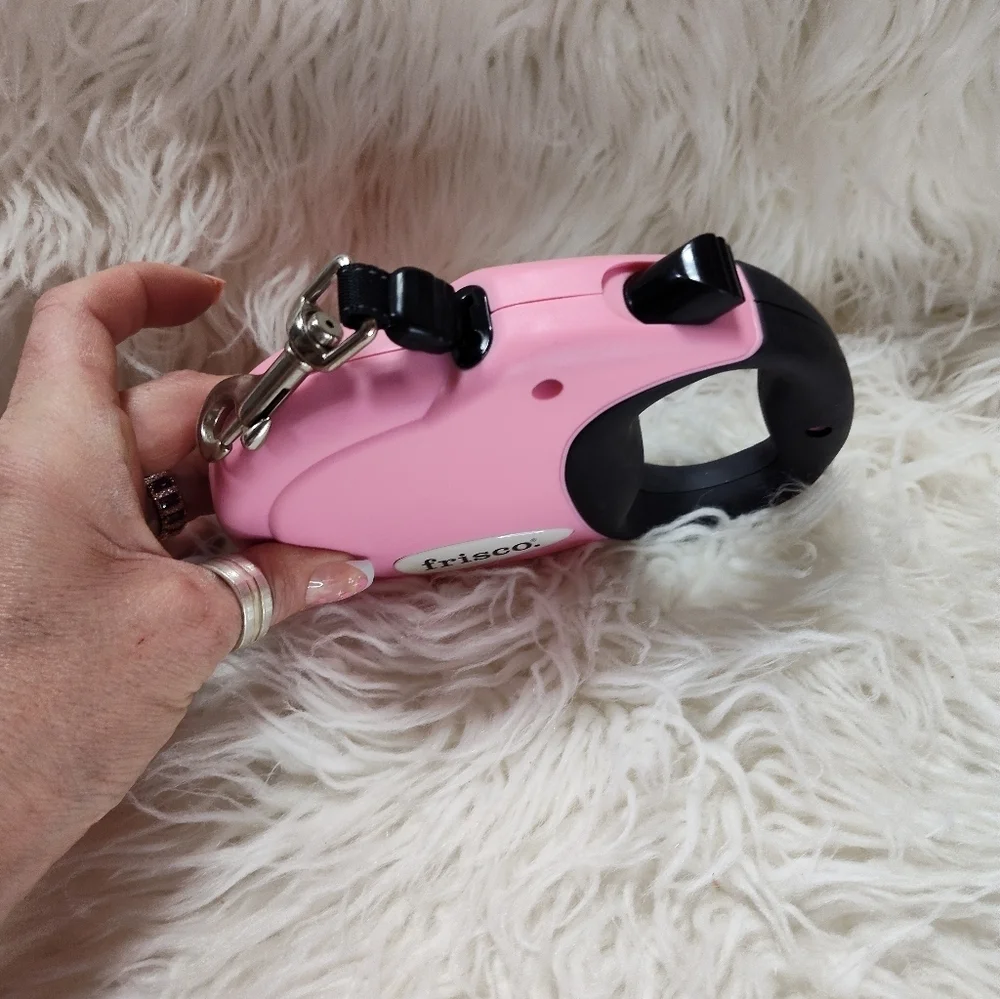 Frisco Pink Black Nylon Retractable Dog Leash 16 ft